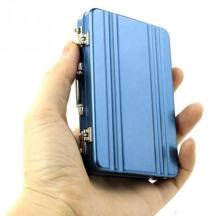 Blue briefcase in hand