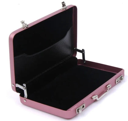 Pink briefcase open